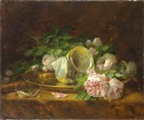 Platter with Seashells, Roses, Pearls and Earrings - Георгіос Якобідос