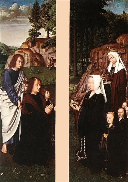 Triptych of Jean Des Trompes (side panels - donors), 1505 - Gérard David