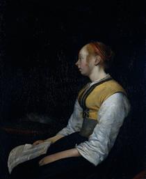 Girl in Peasant Costume. Probably Gesina the Painter's Half Sister. - Gerard ter Borch