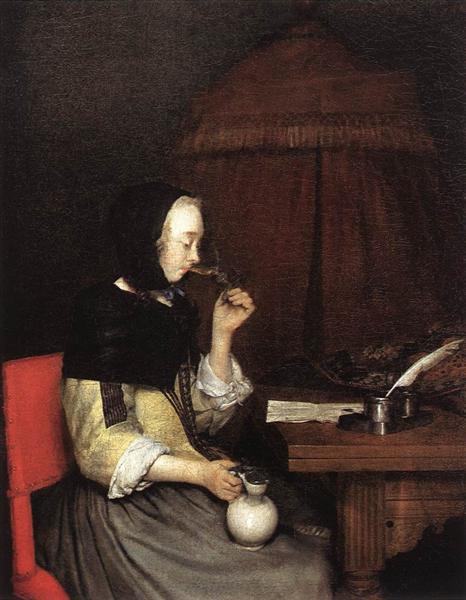 Woman Drinking Wine, c.1657 - Герард Терборх