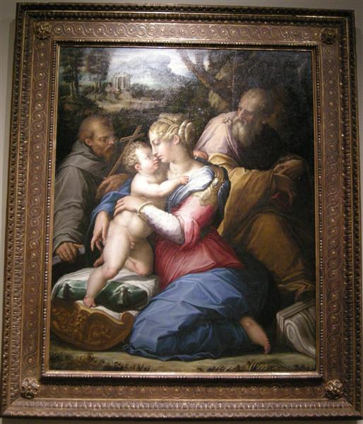 Holy Family with St. Francis in a Landscape, 1542 - 乔尔乔·瓦萨里