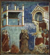 A prova de fogo, São Francisco se oferece para caminhar através do fogo, para converter o sultão do Egito - Giotto di Bondone