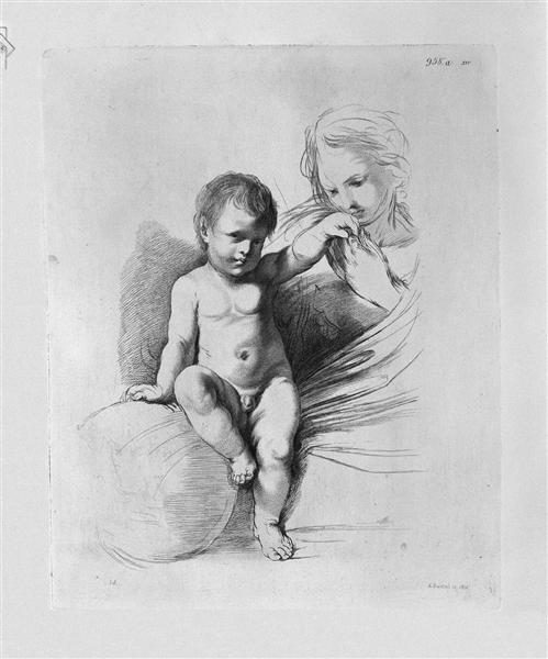 Jesus To A Child to whom the Virgin kisses the hand, by Guercino - Джованні Баттіста Піранезі