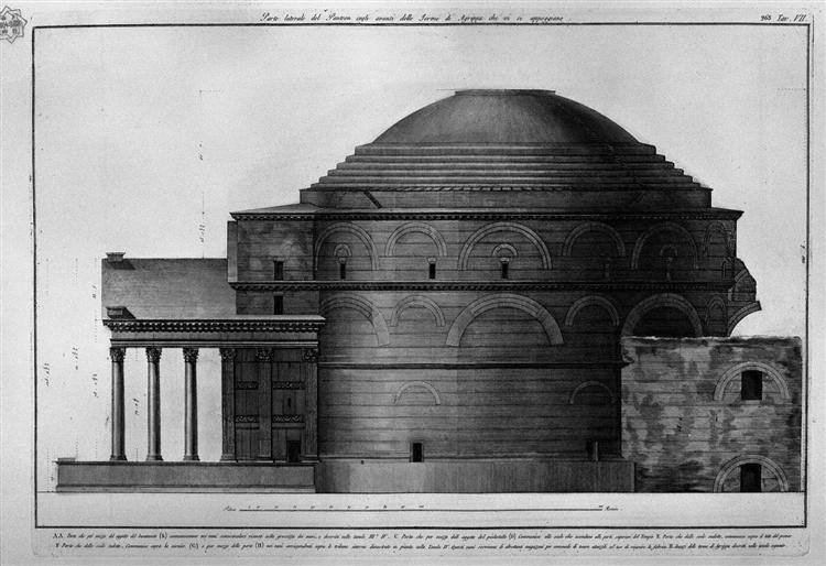 Lateral part of the Pantheon remains of the Baths of Agrippa which are supported - Giovanni Battista Piranesi