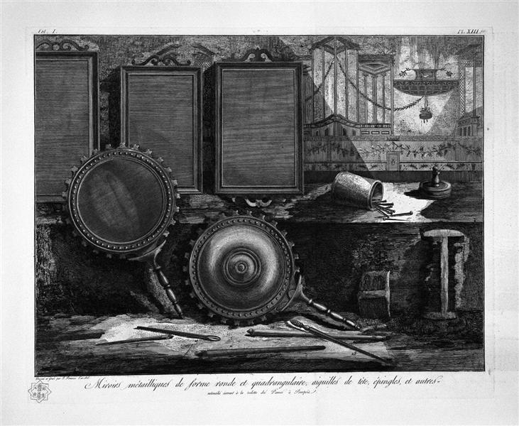 Metal mirrors, hairpins, pins and other toilet articles - Giovanni Battista Piranesi