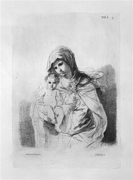 The Virgin and Child in half-figure in her arms, from Guercino - Giovanni Battista Piranesi
