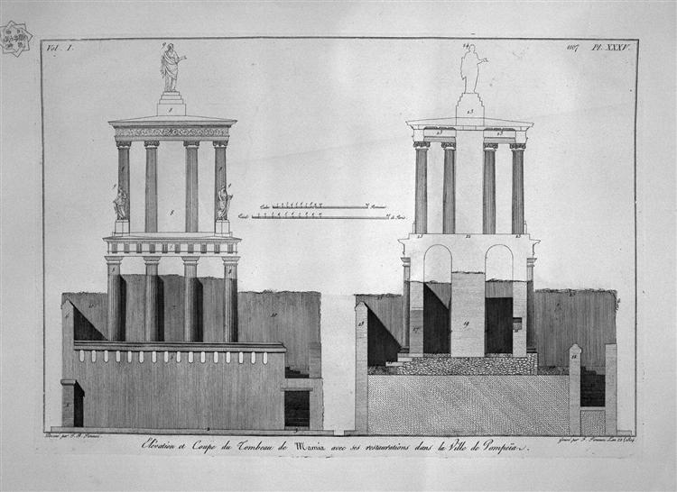 Plan of the tomb of Mamia and outbuildings, in Pompeii - Giovanni Battista Piranesi