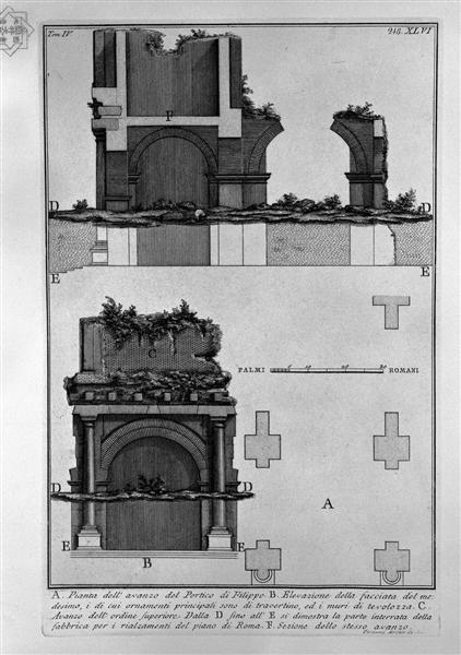 The Roman antiquities, t. 4, Plate XLVI. Proof of the Portico of Philip the advanced. - Джованні Баттіста Піранезі
