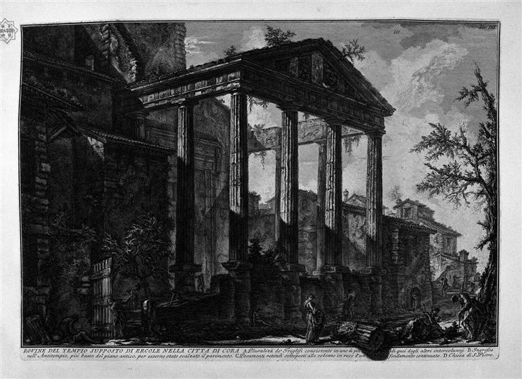 Two capitals and a column base, remnants of ancient buildings in the town of Cora - Giovanni Battista Piranesi