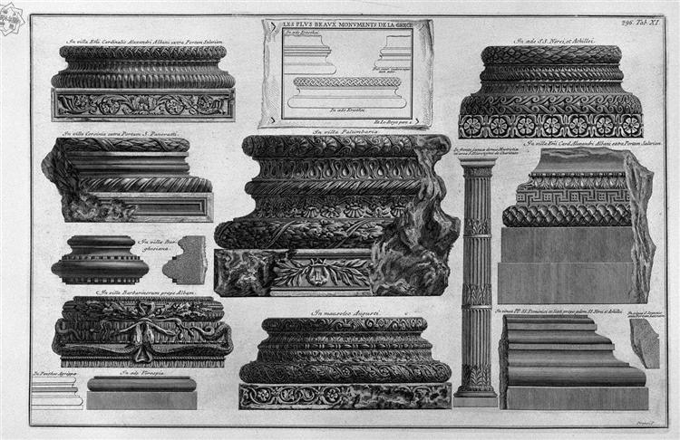 Various bases and a stem of columns - Giovanni Battista Piranesi