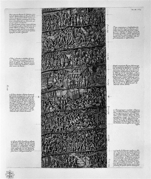 View of main facade of the Trajan Column, six boards together - Джованни Баттиста Пиранези