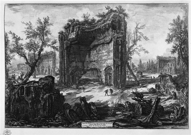 View the remains of factories on the second floor of the Baths of Titus - Giovanni Battista Piranesi