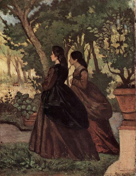 Two ladies in the garden of Castiglioncello, 1864 - 1865 - Giovanni Fattori