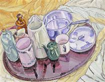 Things on an iron tray on the floor - Grace Cossington Smith