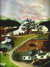 The Spring in Evening - Anna Mary Robertson Moses