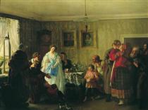 Congratulation of betrothed in landlord's house - Grigori Grigorjewitsch Mjassojedow