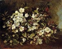 Branch of apple blossoms - Gustave Courbet