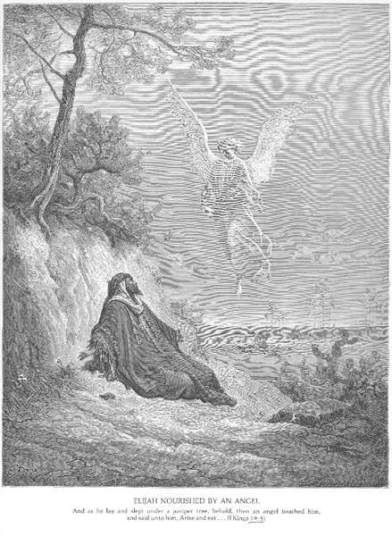 Elias é Alimentado por um Anjo - Gustave Doré