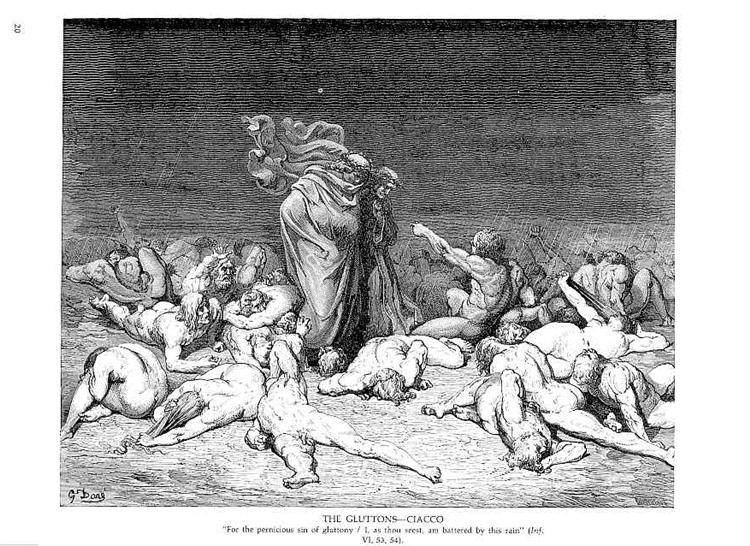 Os Glutões - Ciacco - Gustave Doré