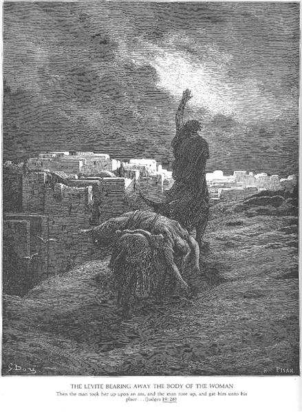 The Levite Carries the Woman's Body Away - Gustave Dore