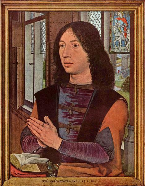 The Donor, from the right wing of the Diptych of Maerten van Nieuwenhove, 1487 - Ганс Мемлінг