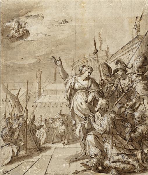 Augustus and the Tiburtine Sibyl, 1580 - Ханс фон Аахен