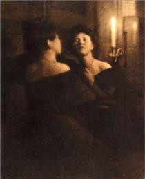 Woman at a Mirror - Heinrich Kuhn