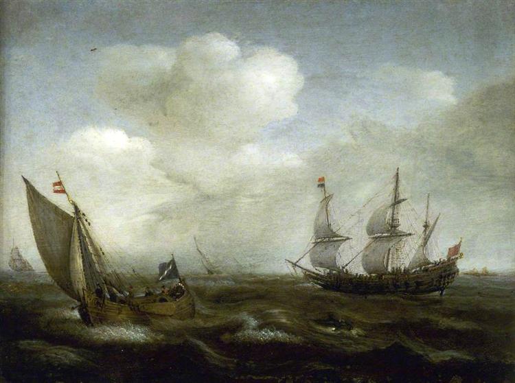 A Dutch Ship and a Kaag in a Fresh Breeze, 1630 - Hendrick Cornelisz. Vroom