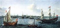 The Harbour in Amsterdam - Хендрик Корнелис Врум