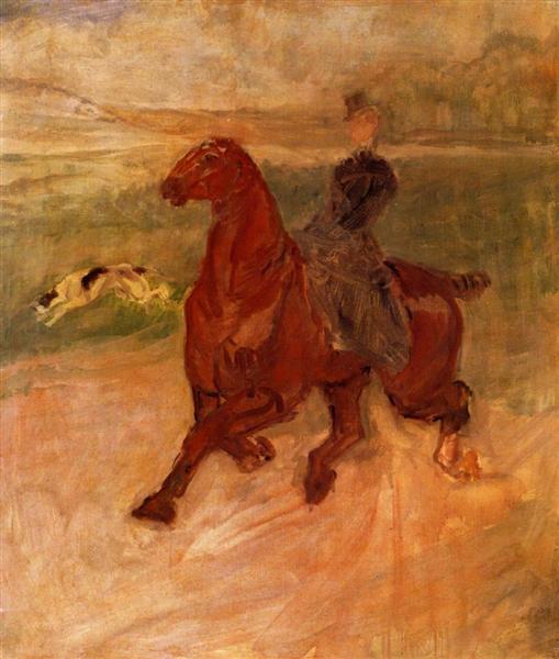 Horsewoman and Dog, c.1899 - 亨利·德·土魯斯-羅特列克