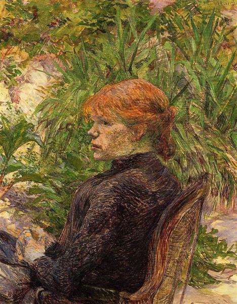 Red Haired Woman Seated in the Garden of M. Forest, 1889 - Анри де Тулуз-Лотрек