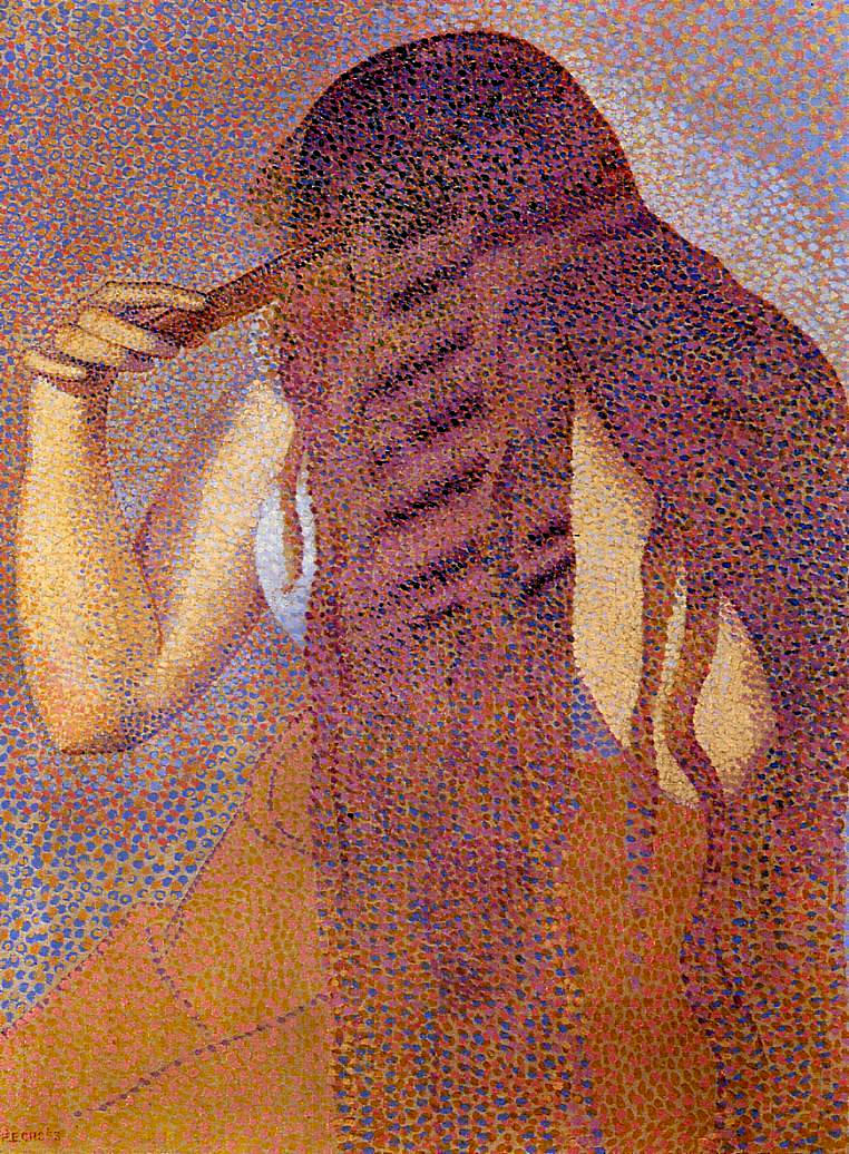 Paul Signac A Woman at Her Toilette Wearing a Purple Corset 1893 Museum Quality Oil Painting Reproduction D5060