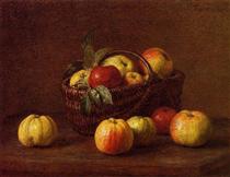Apples in a Basket on a Table - Henri Fantin-Latour