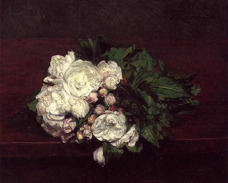 Flowers, White Roses, 1871 - 方丹‧拉圖爾