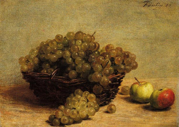 Still Life Apples and Grapes, 1880 - Анрі Фантен-Латур