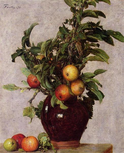 Vase with Apples and Foliage, 1878 - 方丹‧拉圖爾