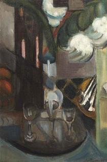 A still life with a carafe and glasses - Анри Ле Фоконье