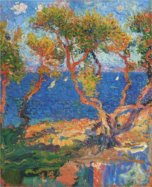 Olive Trees by the Sea - Анри Мартен