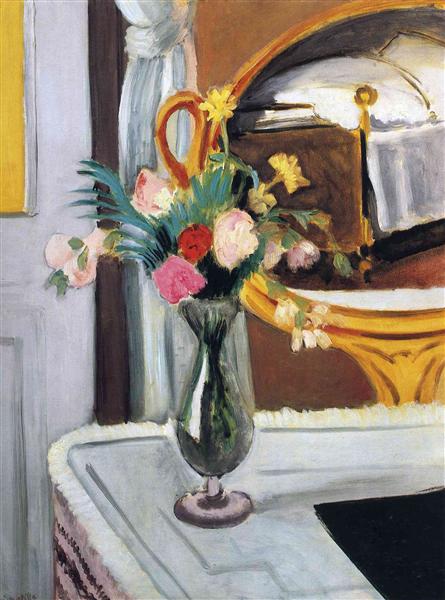 Ліжко в дзеркалі, c.1919 - Анрі Матісс