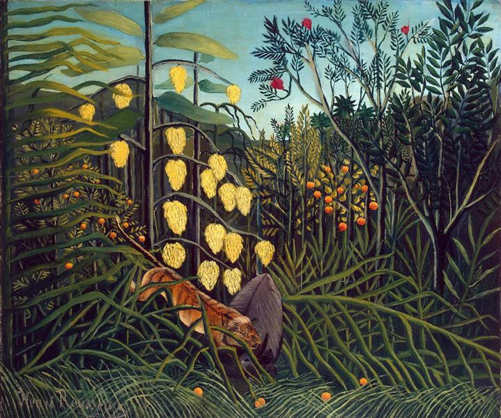 Tropical Forest: Battling Tiger and Buffalo, 1908 - Henri Rousseau