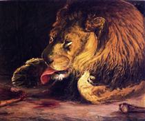 Lion Licking Its Paw - Генри Оссава Таннер