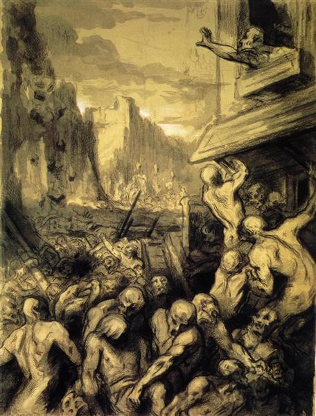 The Riot or Scene of Revolution, or Destruction of Sodome - Honoré Daumier