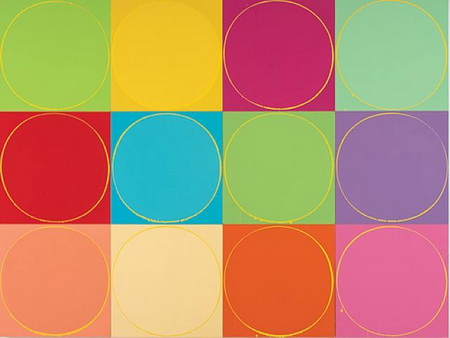 Untitled Circle Painting: 12 multicoloured panels, no.1, 2003 - Ian Davenport