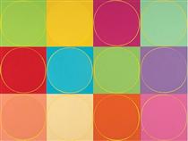 Untitled Circle Painting: 12 multicoloured panels, no.1 - Ian Davenport