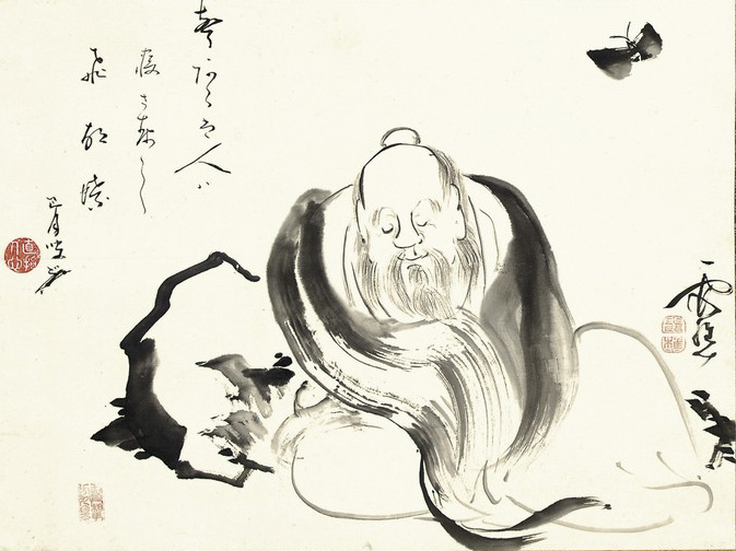 Zhuangzi dreaming of a butterfly (or a butterfly dreaming of Zhuangzi) - Икэ-но Тайга