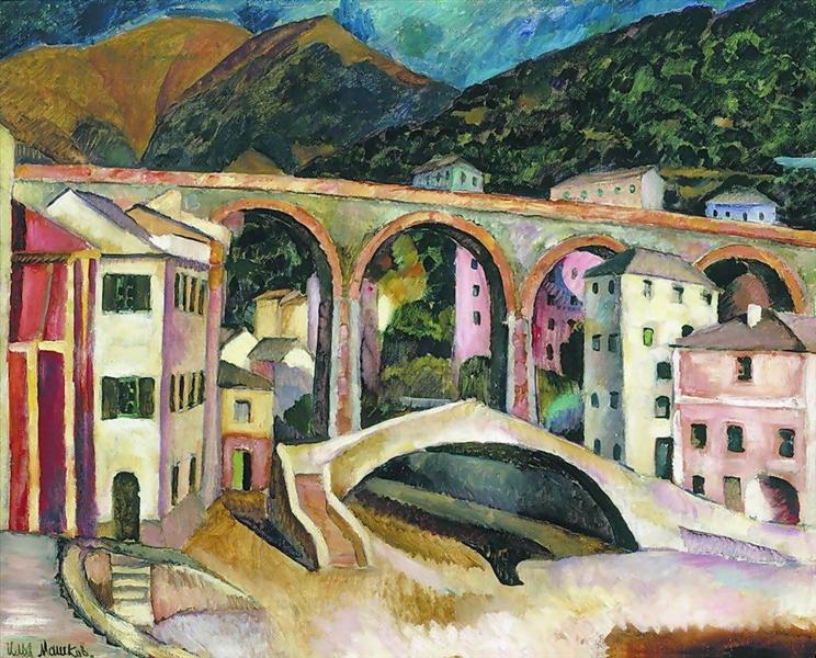 Italy. Nervi. Landscape with aqueduct, 1913 - Ilya Mashkov
