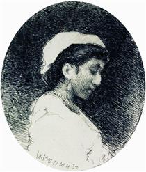 A woman in a cap - 列賓