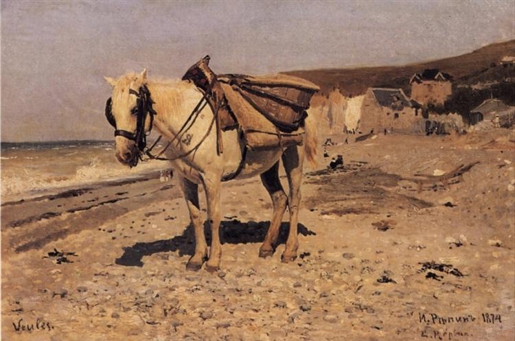 Horse for the stones collecting in the Vela, 1874 - Ilia Répine