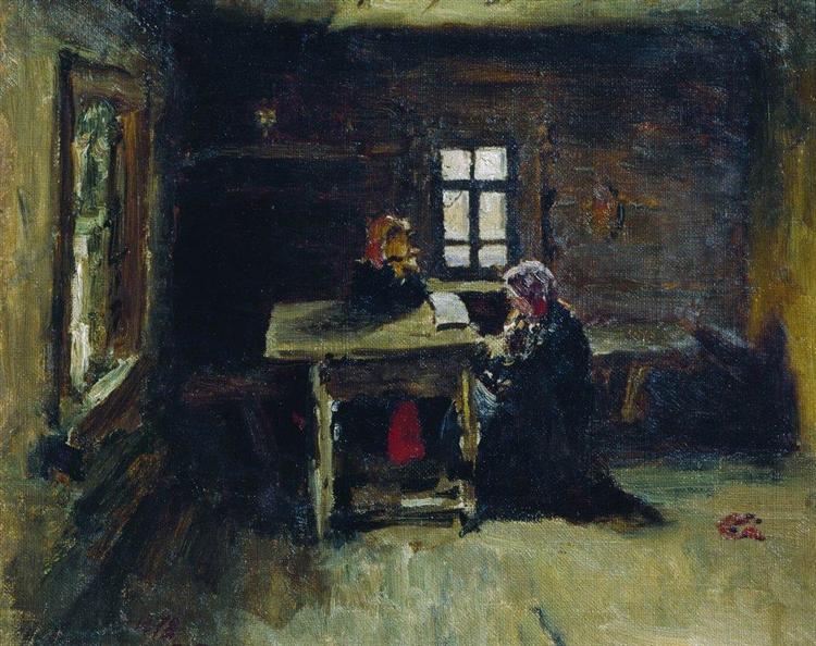 In the hut, 1878 - Ilia Répine