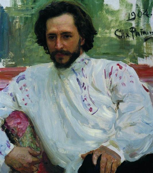 Portrait of the Author Leonid Andreev, 1904 - 列賓